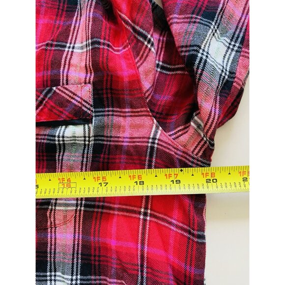 Victoria's Secret Womens Size Small Flannel Pajama Romper Red Plaid Button - Picture 8 of 10